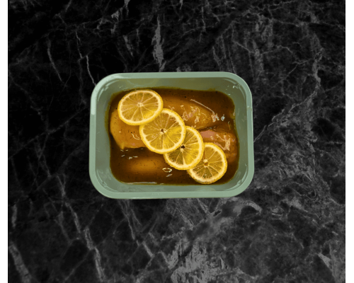 Oven ready chicken fillets in a lemon and coriander sauce